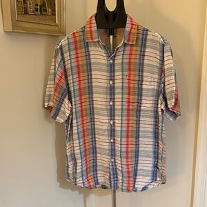 Tommy Bahama 100% Linen Striped Button Down Shirt Size M Coastal Classic
